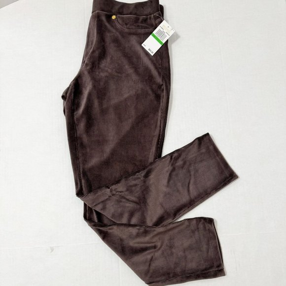 Michael Kors NWT Sz L Chocolate Faux Suede/Corduroy Pull On Pants - Picture 8 of 8